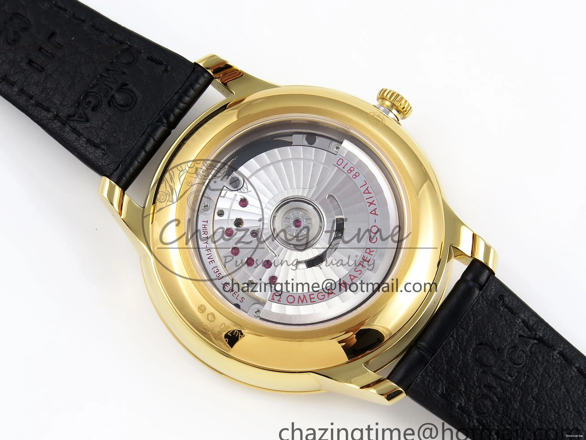 0501 WeatherProof De Ville Power Reserve YG MKF 1:1 Best Edition Black Dial on Black Leather Strap A 7758